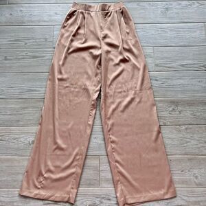 Mable‎ Women's Tan Elastic Waist Pull On Pleated Wide Leg Pants Size Medium